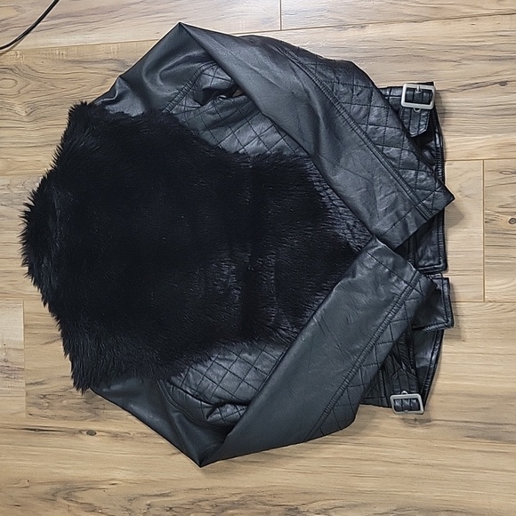 Kut from the Kloth Black Faux Fur Moto Jacket - Picture 11 of 13